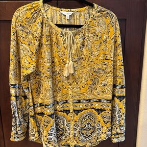 Lucky Brand Yellow and Blue Paisley Blouse